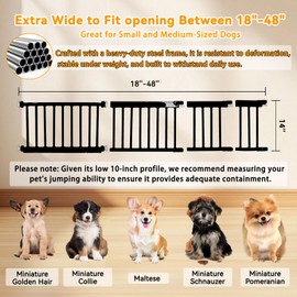 Dog Gate, SHYUJAJIE Adjustable Extra Wide Short Dog Gate,Small Pet Gate with 4 Extension Kits, Pressure Mounted for Doorways & Stairs (Black, 18-48" W*10" H)