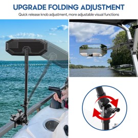 Boat Mirror, 2025 New Flag Pontoon Boat Mirror Rear View Foldable Design & Telescoping Pole | 4.8"*12.4" Large Marine Mirrors Easy Clamp on Rail for Pontoon Boat Accessories, Ski Boats