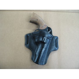 Ruger Security Six Revolver 4" Barrel Leather 2 Slot Pancake Belt Holster Black CCW RH