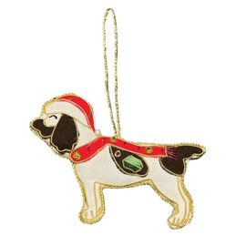 Equetech Luxury Springer Spaniel Dog Velvet Beaded Embroidered Christmas Tree Decoration
