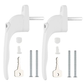 DIDA® UPVC Window Handle White, 2pcs Window Handles for UPVC Windows, White Double Glazed Window Handle Universal Lockable Window Handle Espag Handle Fits Left and Right Hand, 40mm Spindle Length