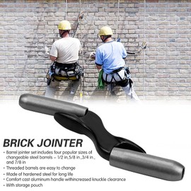 5 Pcs Interchangeable Brick Jointer Steel Barrel Bricklaying Jointer, Brick Jointer Trowel, Hardened Steel Brick Jointer Tool with Cloth Bag for Bricklayers, Masonry - 4 Sizes 1/2", 5/8", 3/4", 7/8"
