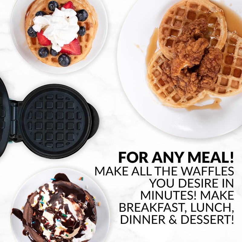 Nostalgia MyMini Personal Electric Waffle Maker, 5-Inch Cooking Surface, Hash