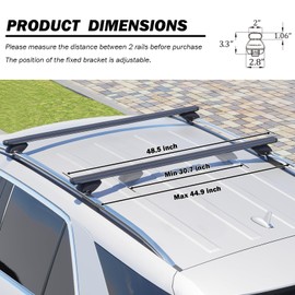 COWVIE 47 Inch Aluminum Roof Rack Cross Bars for Raised Side Rails, Adjustable Cargo Bars, Hold 165 LBS, Black