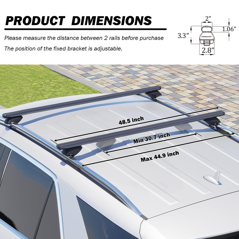 COWVIE 47 Inch Aluminum Roof Rack Cross Bars for Raised