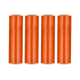 PSBM Orange Stretch Wrap, 4 Pack, 17 Inch x 1476 Feet, 34 Gauge, Dark/Opaque Hand Stretch Film Rolls for Packaging Moving Packing Pallets