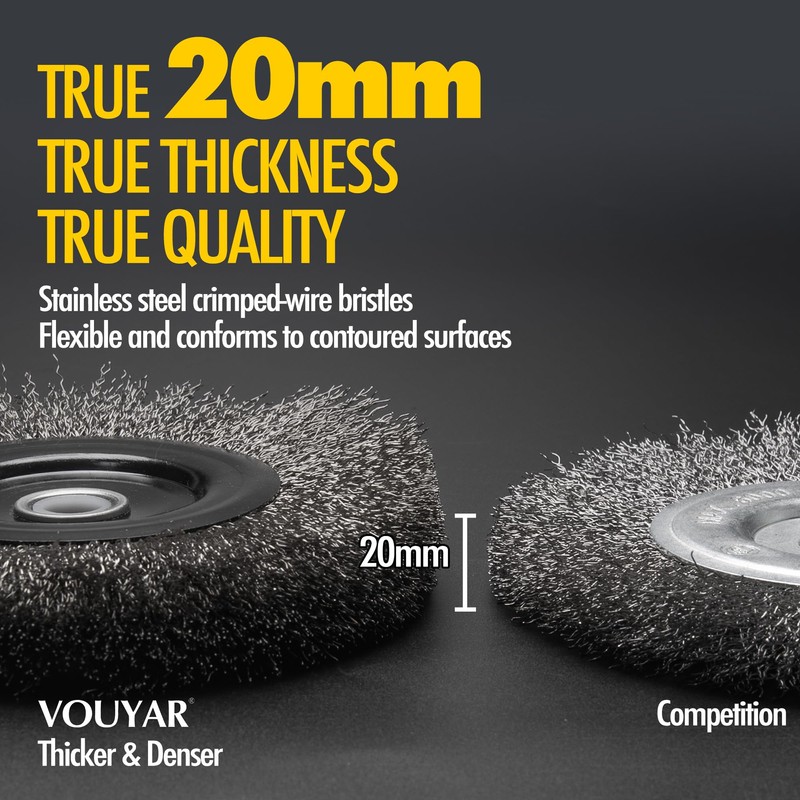 Vouyar 6 Inch Stainless Steel Wire Wheel for Bench Grinder