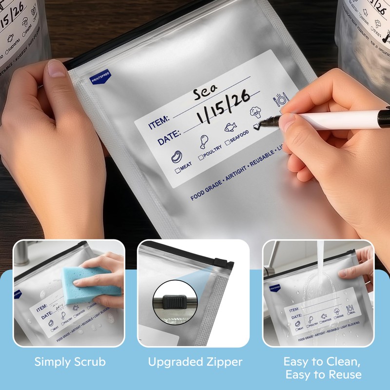 Printspree 30PCS Aluminum Foil Bags for Food Storage, Heavy Duty