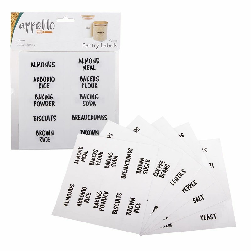 Appetito Clear Pantry Labels Pack 60