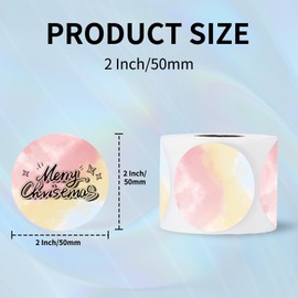 2 Inch Thermal Label Stickers Circle Pink Round Gradient Printer Labels Printable Paper Self-Adhesive Stickers for DIY Custom Logo Design Name Price Tag 750 Labels/1 Roll
