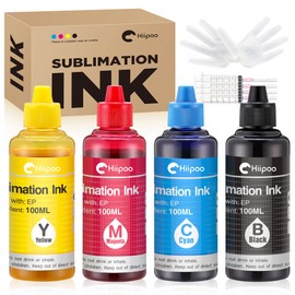 Hiipoo Sublimation Ink Refillable Bottles Compatible with Inkjet Printers C88, WF7710, ET2720, ET15000, ET2760, ET2750, ET4700, Thermal Transfer Printing on Mugs, Plates, T-Shirts, Pillows