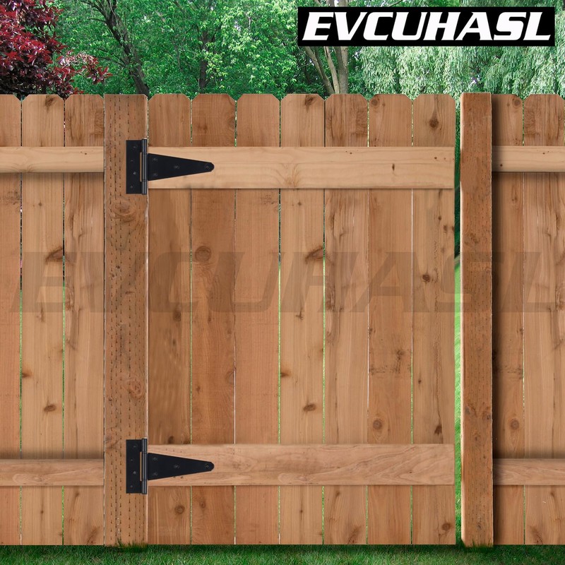 EVCUHASL 6 Inch T-Strap Gate Hinges, Shed Barn Door Hinges