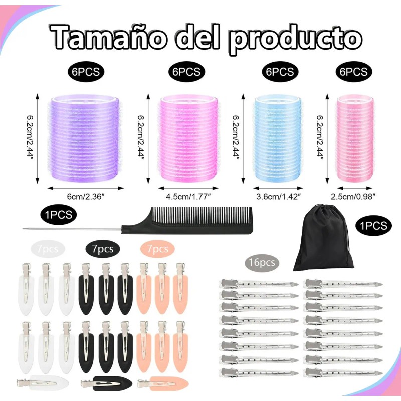 63 Tubos Para Rizar Cabello Abrazadera Plástica Para Cabello