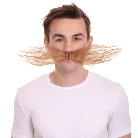 Adult Men's Mechanical Genius Curly Mustache Multiple Color Flame-Retardant Synthetic Fiber (Large Brown)