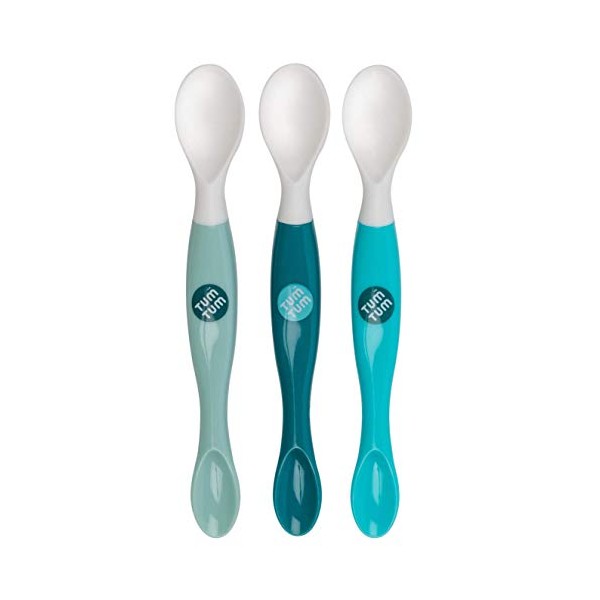 TUM TUM 3pc Swapsie Weaning Spoons Set, Double Ended Baby Spoons, BPA & Dishwasher Safe (Blue)