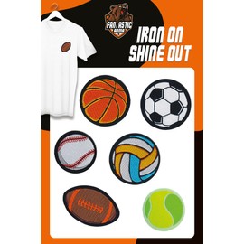Sports Ball Iron-On Patch Set for Kids Soccer Basketball Tennis Volleyball & Football Embroidered Patches DIY Woven Appliques for T-Shirts Jackets Backpacks