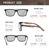 KINGSEVEN Design Wooden Polarised Rectangular Sunglasses for Men, Walnut Wood