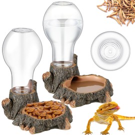 Briwooody 2 Pcs Automatic Reptile Water Dispenser 13.5oz Large Bearded Dragon Water Bowl Reptile Water Dish Reptile Water Feeder for Terrarium Tank, Turtle, Geckos, Frog, Tortoise, Amphibians, lizards