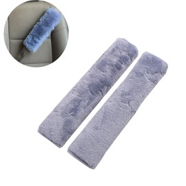 SUNTRADE 2 x Soft Lambskin Car Seat Belt Cover for Seat Belt Shoulder Pads for Adults and Children Suitable for Car Seat Belt Backpack Shoulder Bag (Grey)