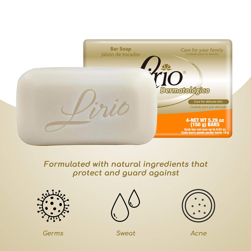Lirio Derma Bar Soap, Dermatologico Body Soap, 5.3 Ounce, Pack