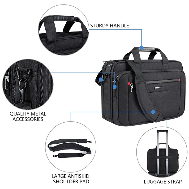 VANKEAN 17.3" Expandable Waterproof Laptop Briefcase for Travel & Business