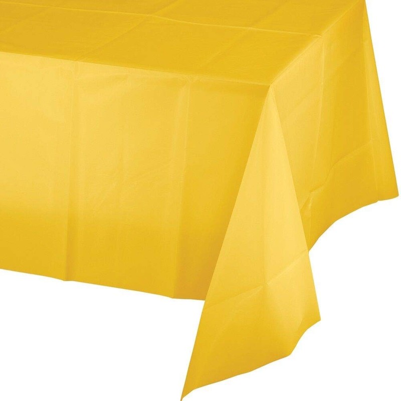 ROYAL7 3 Pack Yellow, Rectangle Disposable Plastic Tablecloth for Picnic,