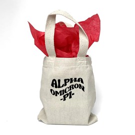 sockprints Mod Design Alpha Omicron Pi Mini Tote Bag - Gift Tote Bags for Sorority - Mini Goodie Bag - Sorority Gift Bag