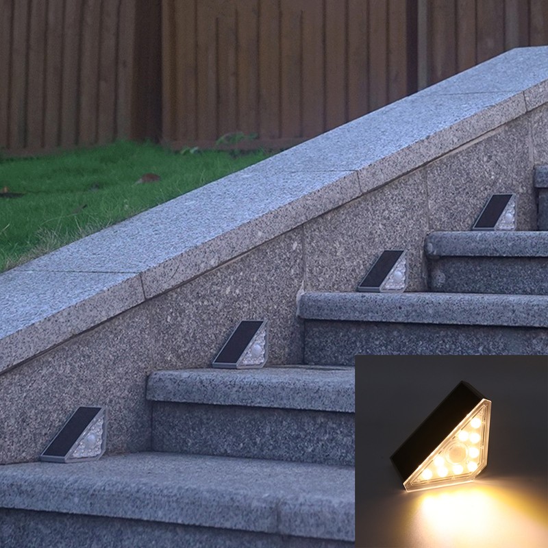 2 Set Solar Step Lights Triangle Solar Stair Light IP68