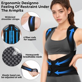Rücken Geradehalter, Schultergurt Haltungskorrektur Damen und Herren, Haltungskorrektor Stützt die Taille Korrigiert den Rundrücken, Back Posture Corrector für Büro, Zuhause, Radfahren(Schwarz, S)