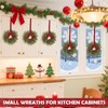 6 Pcs 11”Mini Christmas Cabinets Wreaths for Kitchen, Small Artificial