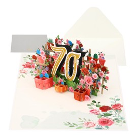 PATIKIL 70 Year Anniversary Card, 70th Birthday Card Wedding Flower Anniversary Greeting Card Pop-Out Birthday Card 3D with Envelope for Wife Girl Her Couple