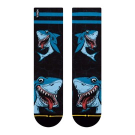MERGE4 Steve Caballero/Hanna Minck Shark Large Crew Socks for Men and Women Black Blue Sharks Stripes