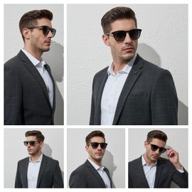 H HELMUT JUST Sunglasses Black Mens Classic Style, Polarised Sunglasses Sun Shades Eye Glasses UV400 Protection Unisex
