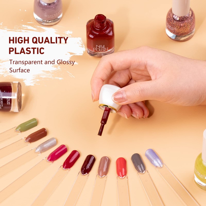Subay 100pcs Fan-shaped Nail Swatches Sticks with Number Stickers, False