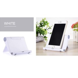 Pokanic Cell Phone Multi-Angle Stand Holder Mount Cradle Organizer Charger Station Tablet Desktop Bed Office School Kitchen Travel Foldable Portable Adjustable Universal Smartphones (White)