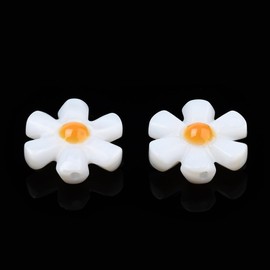 Gelirda 20Pcs Natural Freshwater Shell Floral Beads Enamel Flower Shape Spacer Beads for DIY Jewelry Making Bracelet Necklace Earring