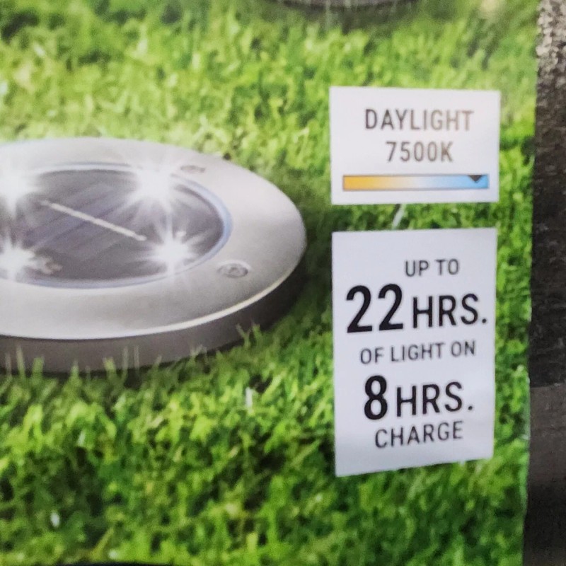 LUMINAR Solar LED IN-Ground DISK Lights 4 Pk Low Profile