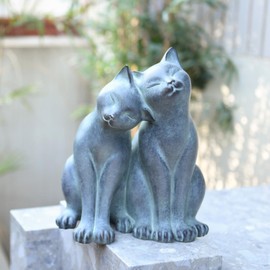 Newman House Studio Garden-Statues Cats Kitten-Couple Figurines Decor - Polyresin Sculpture for Outside Farmhouse Yard, 8.9 * 8.3 * 10.9 Inch