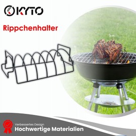 Kyto Sparerib Holder Rib Holder Spareribs Holder Grill Steaks Meat Vegetable Holder Black Steel