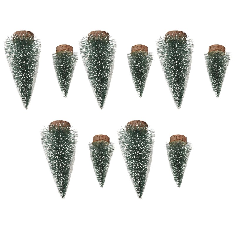 10pcs Mini Tabletop Christmas Trees Snow Frosted Pine Trees with