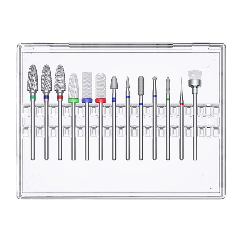 Glix 13-in-1 Professional Nail Drill Bits Set, Tungsten Carbide, Ceramic,