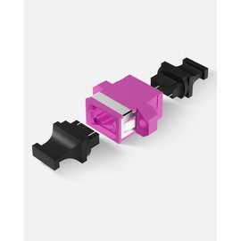 VANDESAIL 10pack MPO to MPO Adapter MPO Fiber Optical Patch Cord Couplers MPO Cable Jumper Connector Adapter for Multi Mode Fiber OM4 100G 12/24 Core MPO Fiber Connection -Rose Red 10pcs