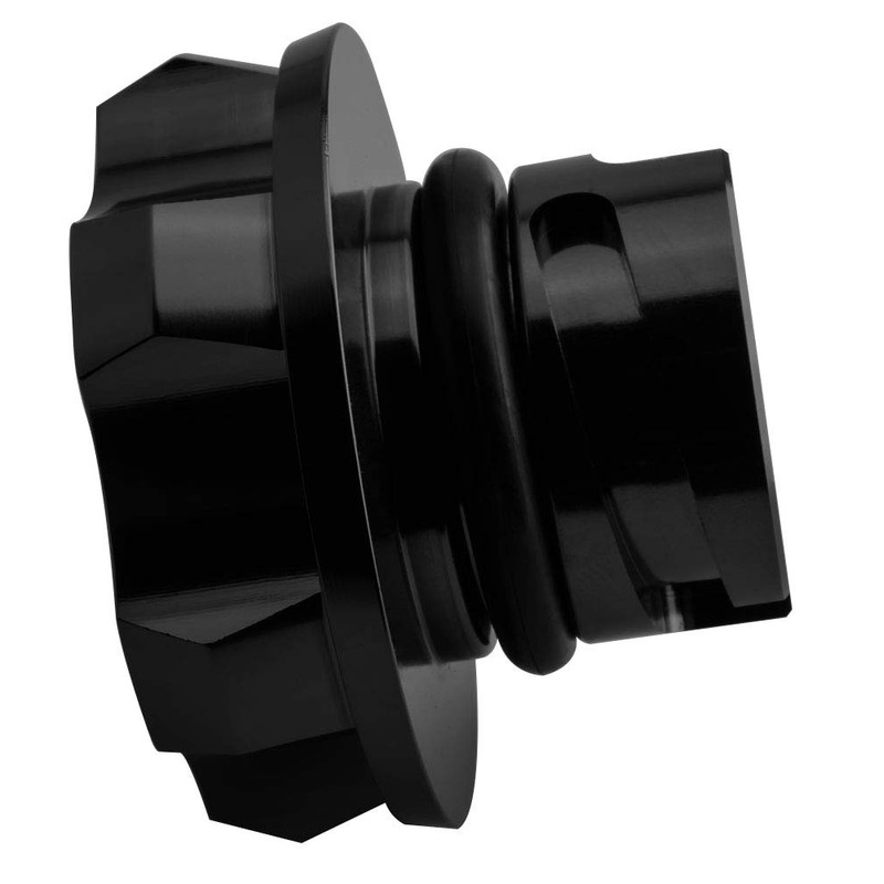 VMS RACING BLACK OIL CAP with SILVER ENGINE OIL NOTICE