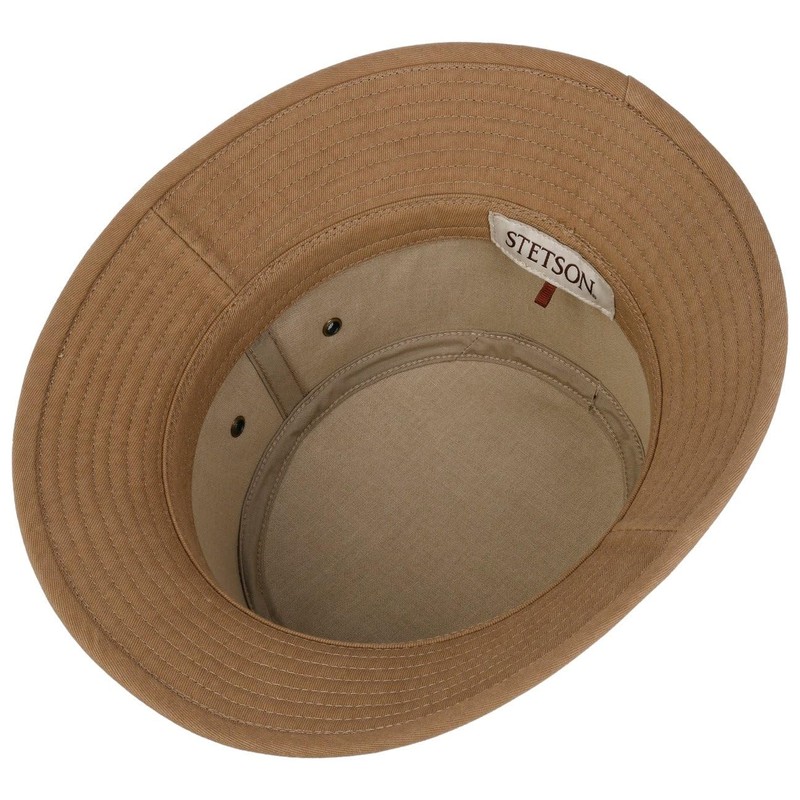 Stetson Chino Twill Bucket Fabric Hat UV Protection Leather Strap