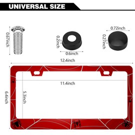 Personalise Spider Web License Plate Frames Gothic Car Frames Universal Metal Cars Accessories Decor with 2 Holes and Screws Fit Standard Us Vehicles Size 12.2 X 6 Inches