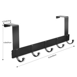 AUXHCYL Over Door Hooks, Stainless Hanger Coat Hook for Towel, Clothes, Bag, Robe, Storage Space Saving for Bathroom, Bedroom, Wardrobe (Black)