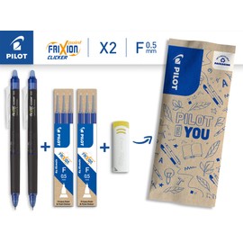 Pilot Set of 9 Frixion Point Clicker - 0.5mm Erasable Thermosensitive Ink Rollerball Pen - 2 Blue, 6 Blue Refills, Frixion Remover - Fine Tip Rollerball Pen - Refillable - Magic Pen