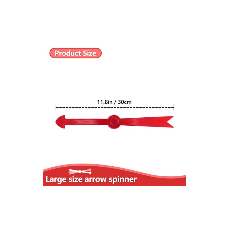 Large Arrow Spinner, 11.8 in/30 cm, Red Plastic with Suction