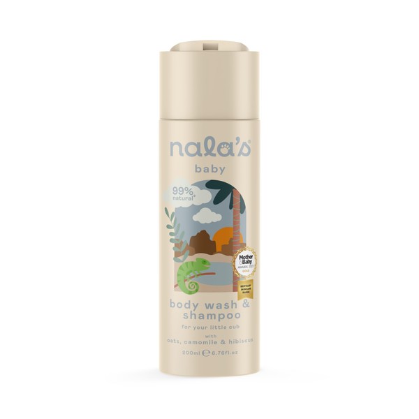 Nala's Baby Body Wash & Shampoo | Award-winning | 99% Natural | Dermatologically-tested and Paediatrician-approved | Tear-Free | Nourishing Oat and Shea Butter | Vegan | 200ml | Nalas Baby