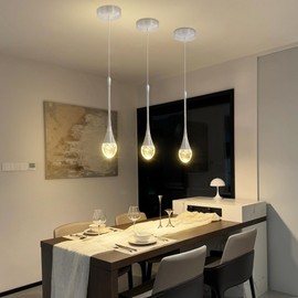 ykolupty Mini Chandelier Modern Crystal Pendant Light LED Dimmable Crystal Ceiling Pendant Lighting for Kitchen Island Dining Room Hallway Bedroom (Silver 1 Pack)